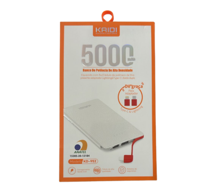 CARREGADOR PORTATIL 5000MAH KAIDI KD-952 - imagem