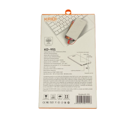 CARREGADOR PORTATIL 10000 MAH KAIDI (KD-951) - imagem