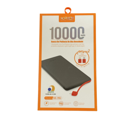 CARREGADOR PORTATIL 10000 MAH KAIDI (KD-951) - imagem
