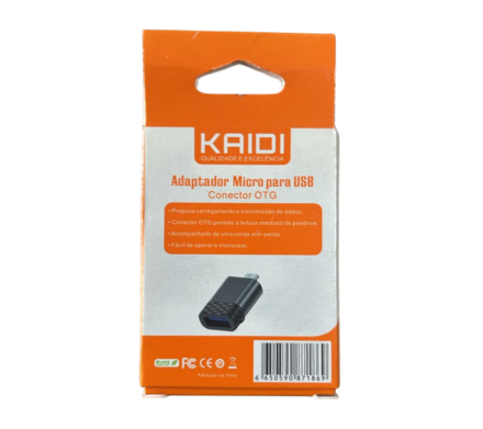 ADAPTADOR MICRO USB OTG PARA V8 KAIDI KD-219 - imagem