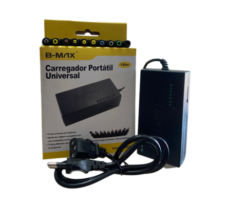 CARREGADOR PORTATIL UNIVERSAL PARA NOTEBOOK (MY-120W, AB019)