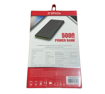 CARREGADOR PORTATIL 5000MAH ESPADA PN-952E - imagem