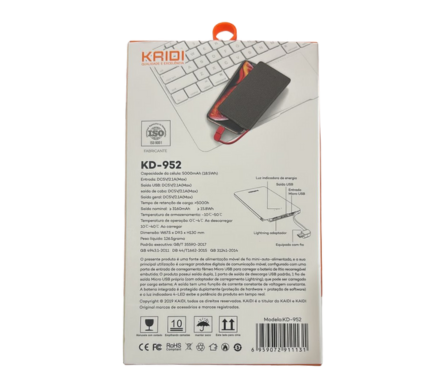 CARREGADOR PORTATIL 5000MAH KAIDI KD-952 - imagem