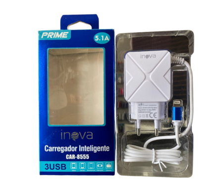 CARREGADOR IPHONE IOS INOVA COM CABO EMBUTIDO CAR-8555